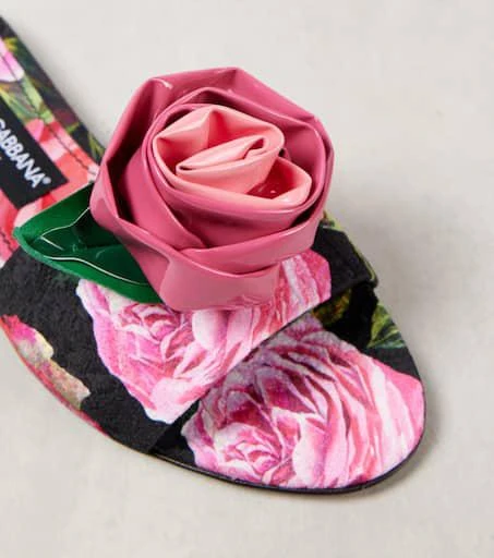 Dolce 
Gabbana Floral-appliqué brocade slides 5