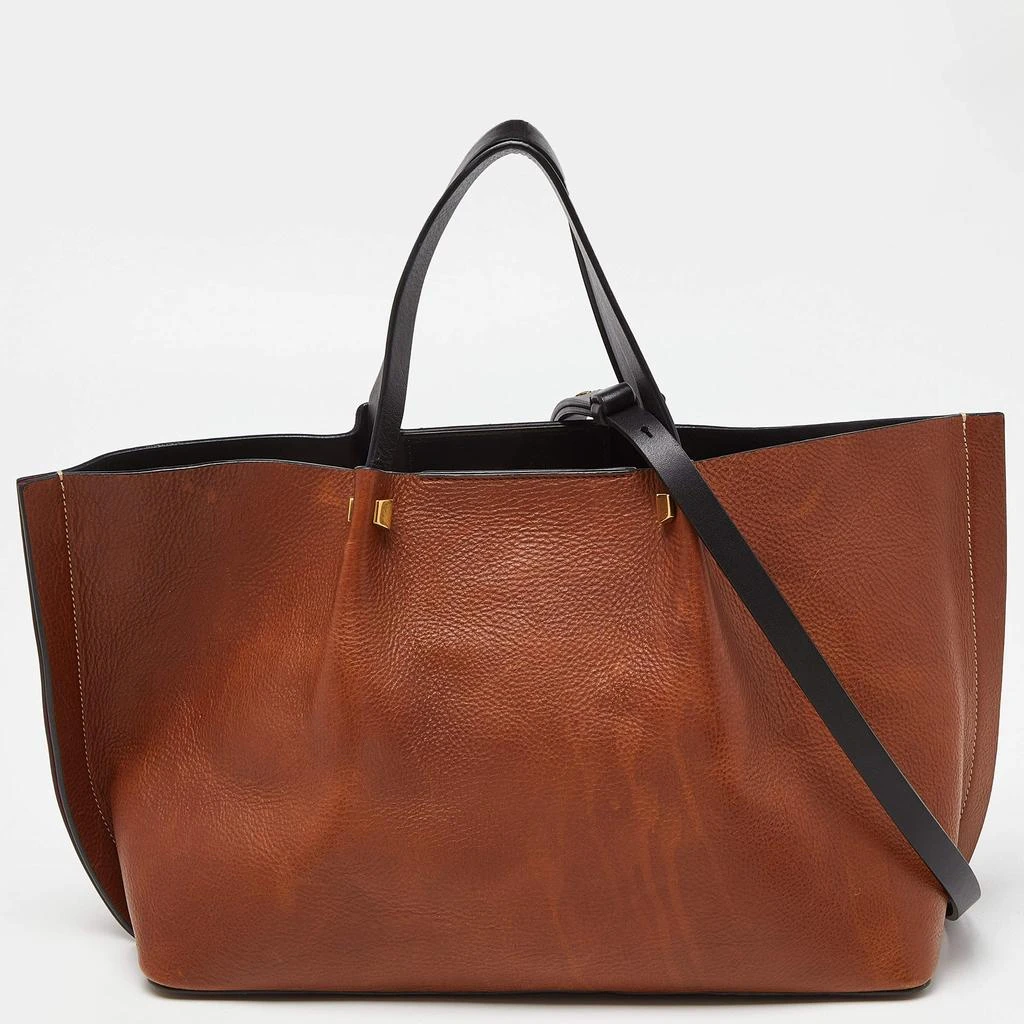 Valentino Valentino Brown/Black Leather Medium VLOGO Escape Tote 1