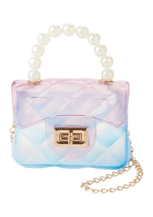 Riviera Girls Ombre Quilted Transparent Jelly Handbag With Faux Pearl Handle