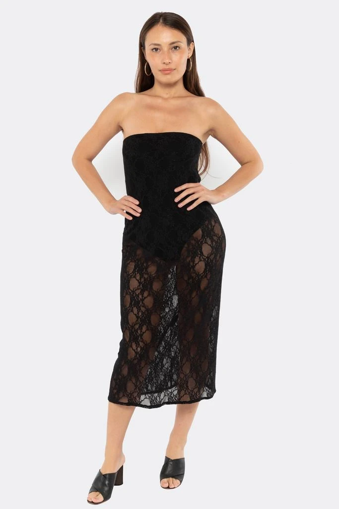 Los Angeles Apparel FNS800 - Floral Lace Midi Tube Dress 1