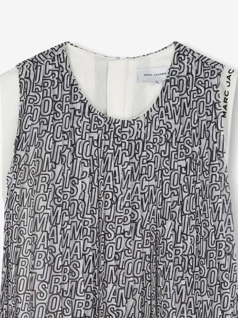 Marc Jacobs Girls Crepe Pleated Logo Dress in Black 3