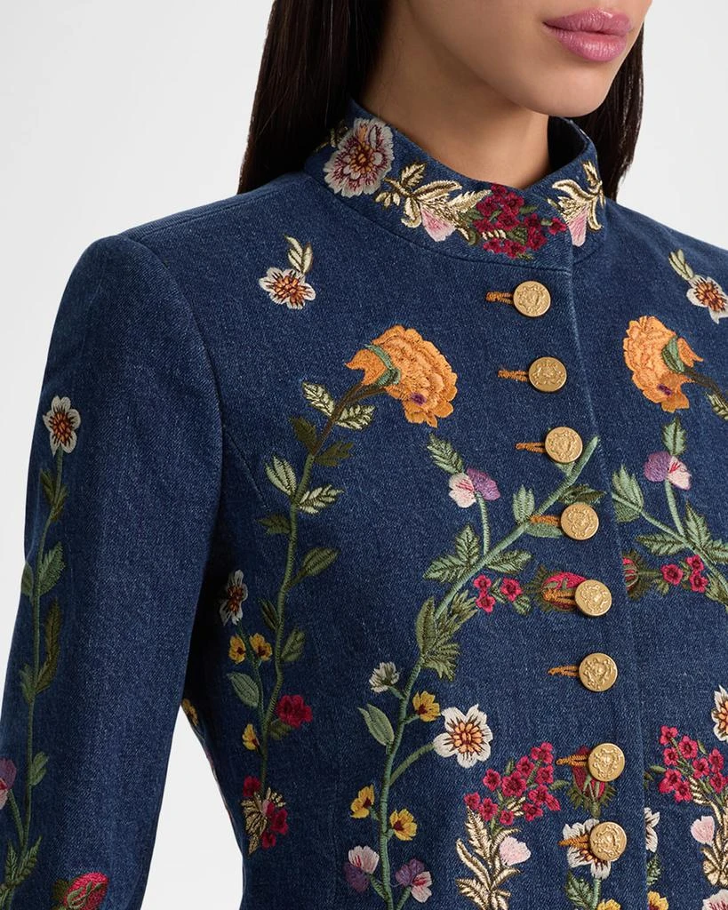 Alice + Olivia Emerson Embroidered Denim Military Jacket 7
