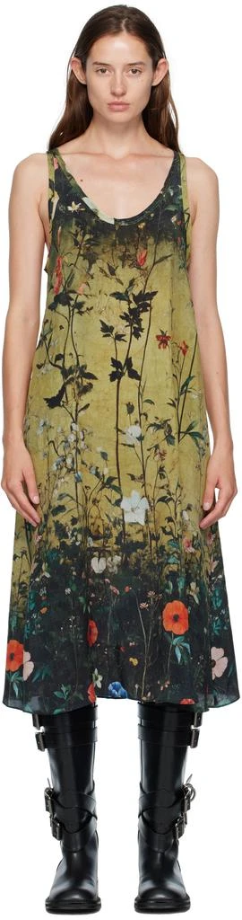 green floral tiered midi dress Lainey Leaf Print Tiered Midi Dress Green