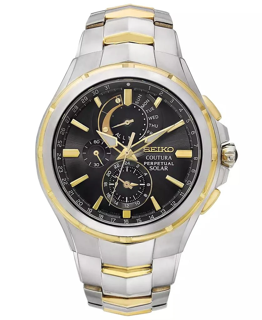 Seiko Men's Solar Chronograph Coutura Two-Tone Stainless Steel Bracelet Watch 44mm SSC376 5