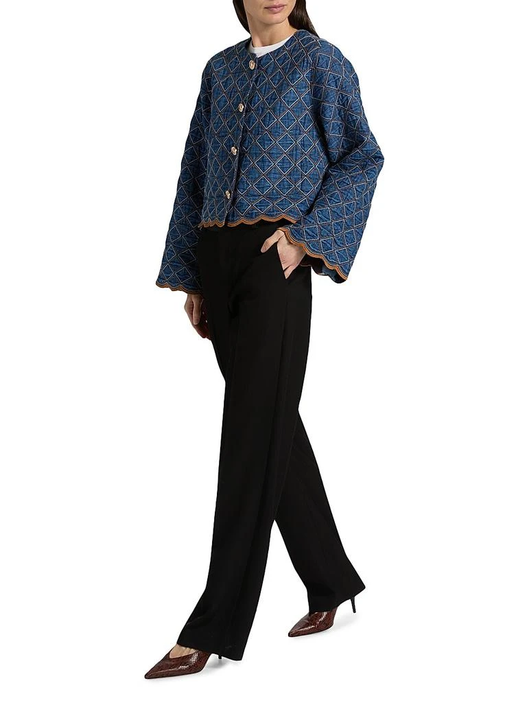 Cara Cara Marvis Embroidered Quilted Denim Crop Jacket 2