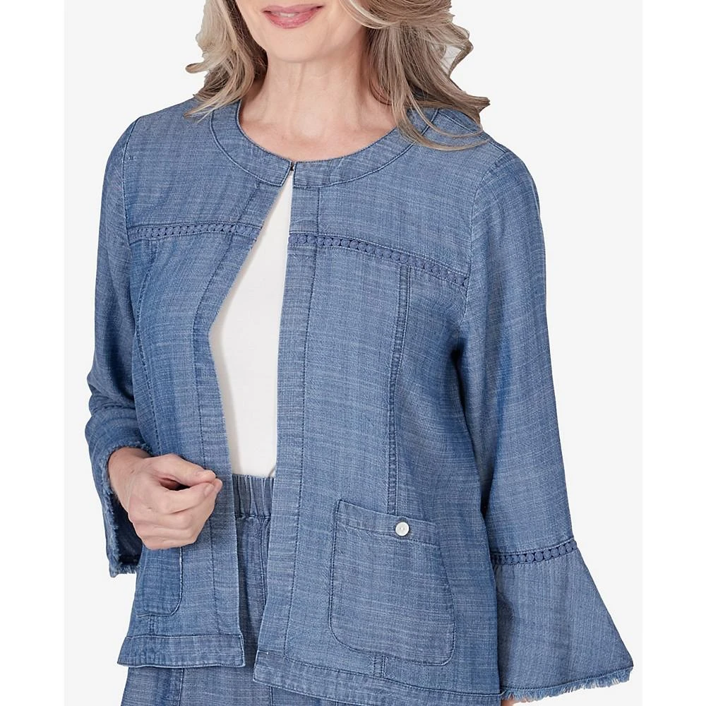 Alfred Dunner Women's Bayou Chambray 3/4 Sleeve Jacket 4