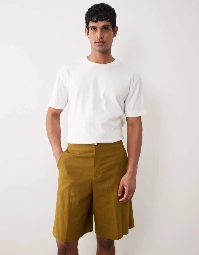 ASOS ASOS DESIGN bermuda suit shorts in khaki linen blend 2