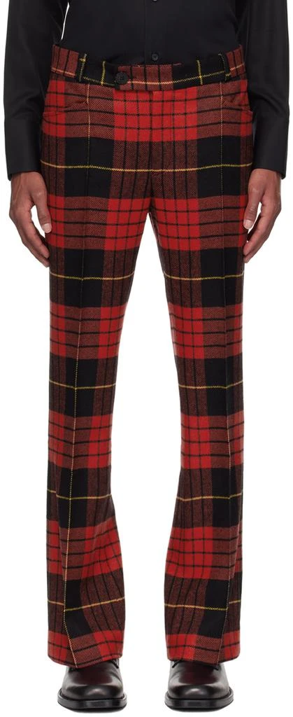 Ernest W. Baker Red Tartan Flare Trousers 1