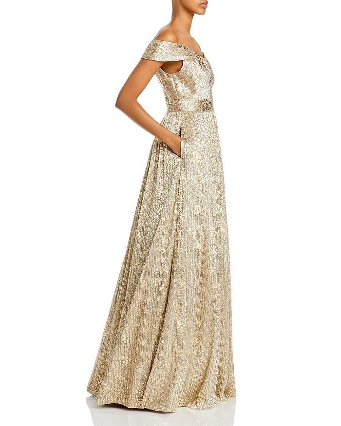 Aidan Mattox Metallic Off The Shoulder Gown 5