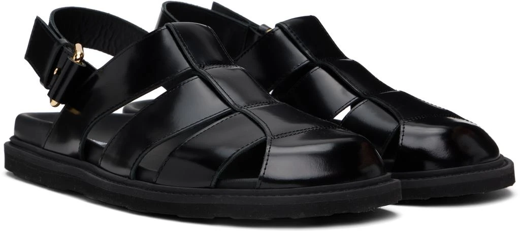 Moschino Black Brushed Calf Leather Sporty Sandals 4