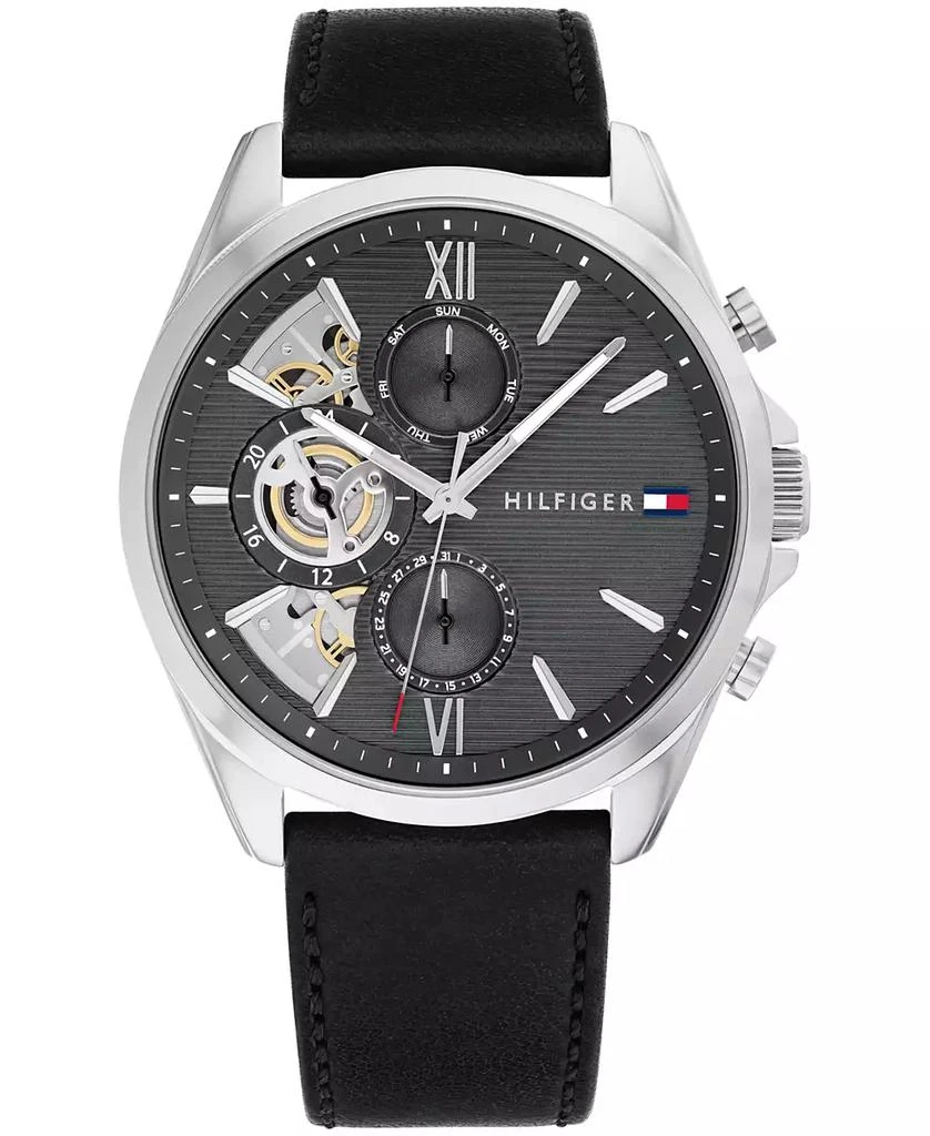 Tommy Hilfiger Men's Black Leather Watch 43.5mm 1