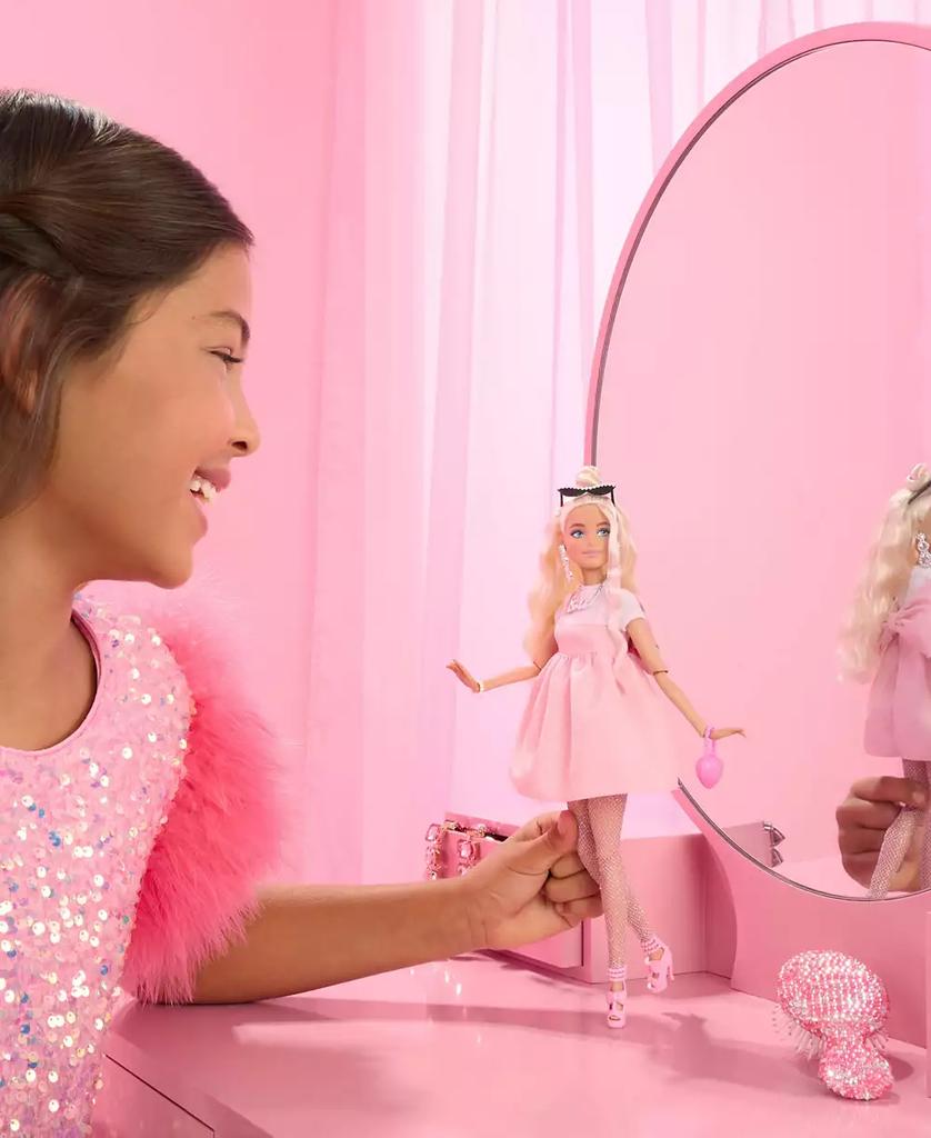 Barbie Deluxe Style Doll 3 in Pastel Pink Barbiecore Dress with Oversized Bow, Blond Hair