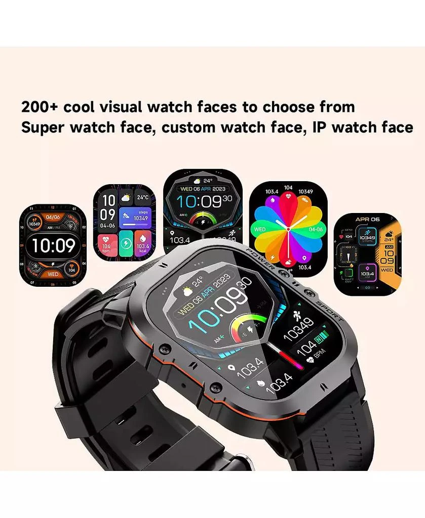 RUXING Smart 1.96'' AMOLED HD Large Screen Smart Watch For Men With Movement Call, Heart rate Blood oxygen Blood pressure monitoring, 1ATM -Blue line 4