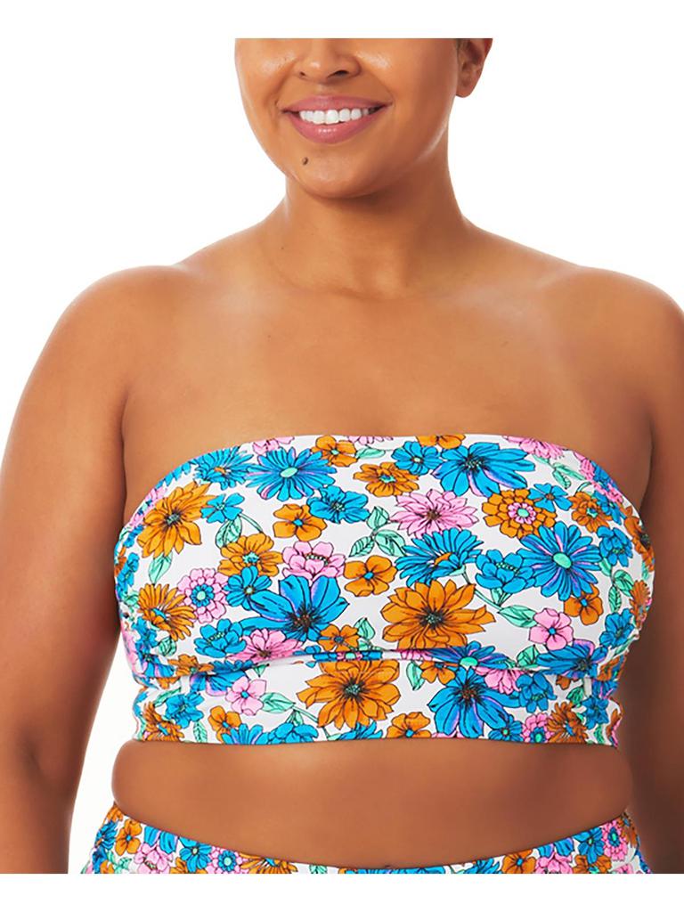 California Waves Plus Womens Floral Bandeau Bikini Swim top