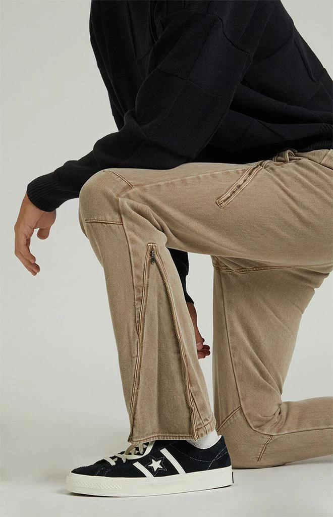 PacSun Brown Zipper Slim Cargo Pants 5