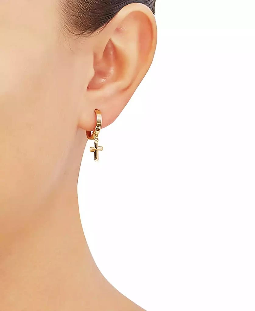 Macy's Cross Dangle Hoop Earrings in 10k Gold 2
