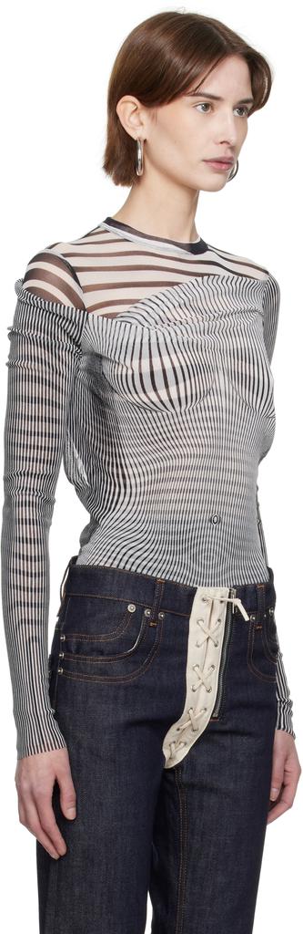 Jean Paul Gaultier White 
Black 
The Draped Body Morphing
 Bodysuit