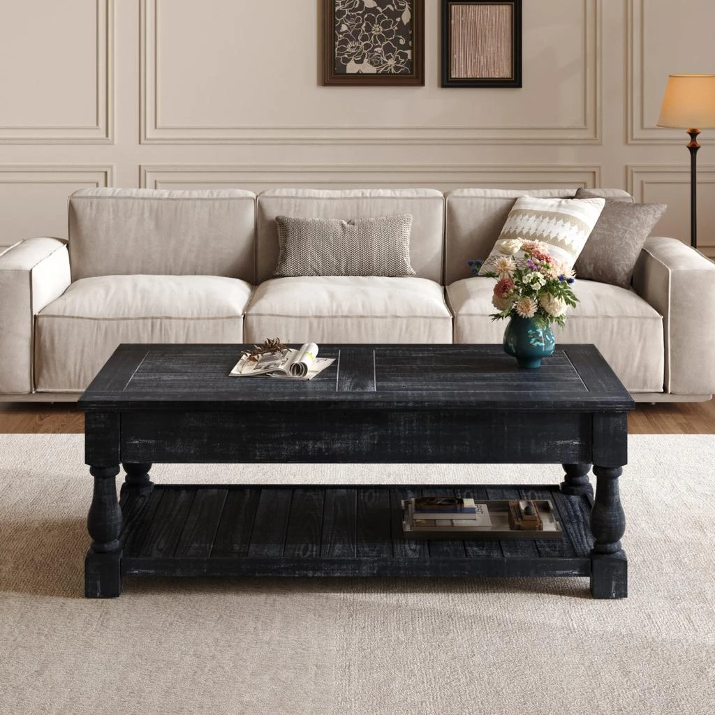 Streamdale Furniture Streamdale Farmhouse Lift Top Coffee Table with Storage - Weathered Black Finish 5