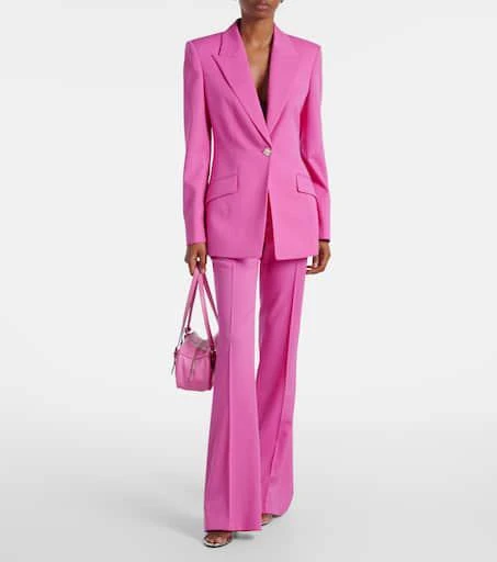 Versace Embellished high-rise wool flared pants 2