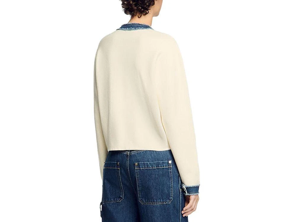 Sandro Cardigan with Denim Detail 3