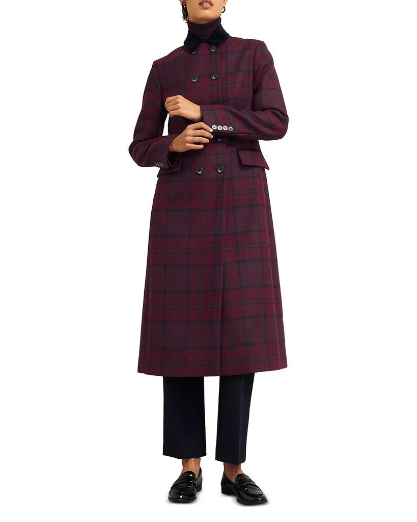 HOBBS LONDON Patricia Plaid Double Breasted Coat 1