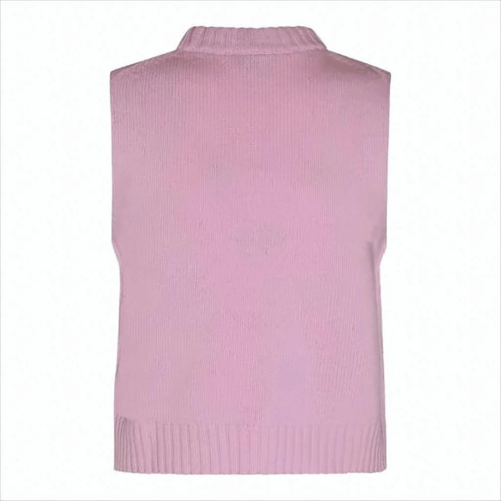 Ganni Sleeveless Textured Knitted Sweater Vest with High Ribbed Neckline 3