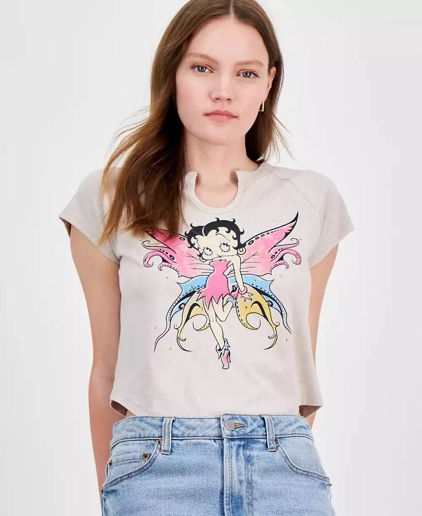 Freeze 24-7 Juniors' Betty Boop Embellished Raglan Baby Tee 3