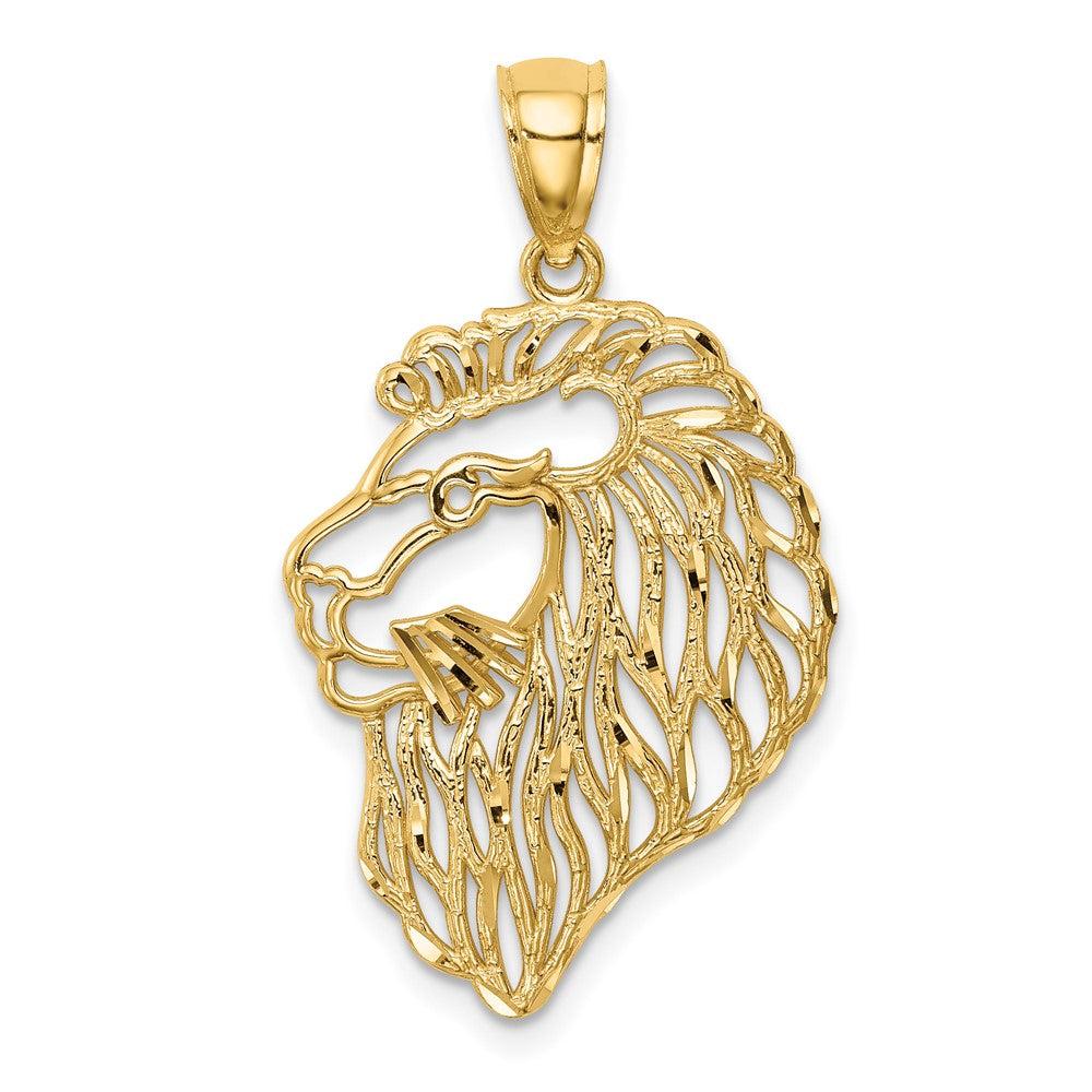 Diamond2Deal 10k Yellow Gold Diamond-Cut Lion Profile Pendant