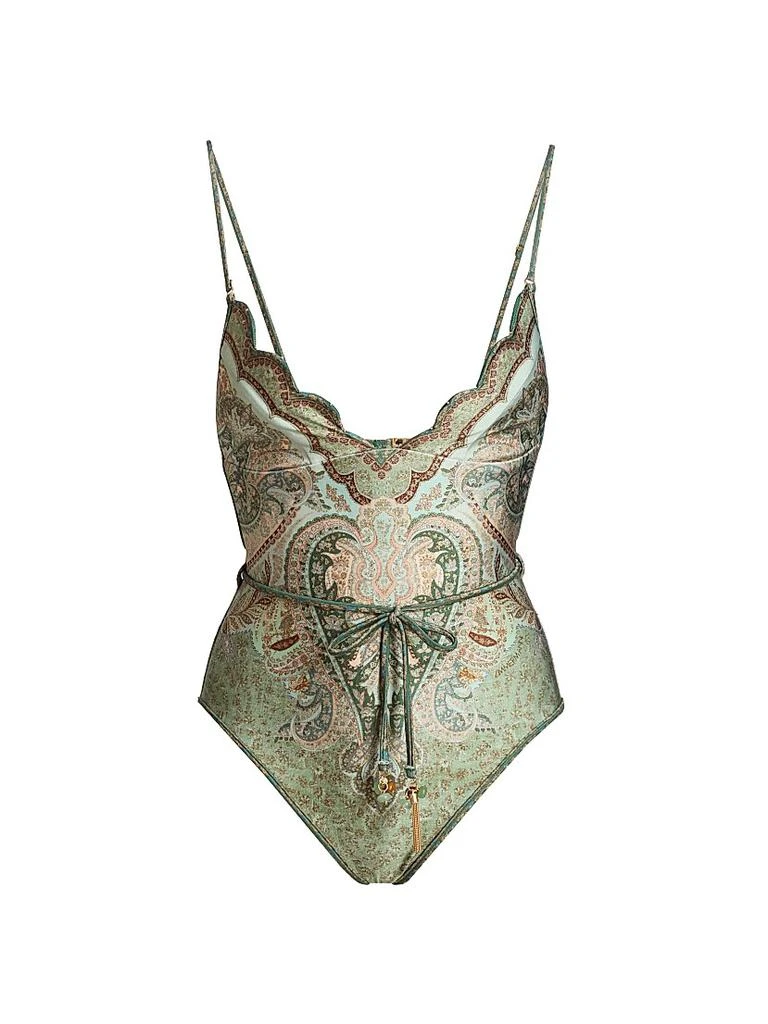 Zimmermann Wanderlust Paisley Tie-Waist One-Piece Swimsuit