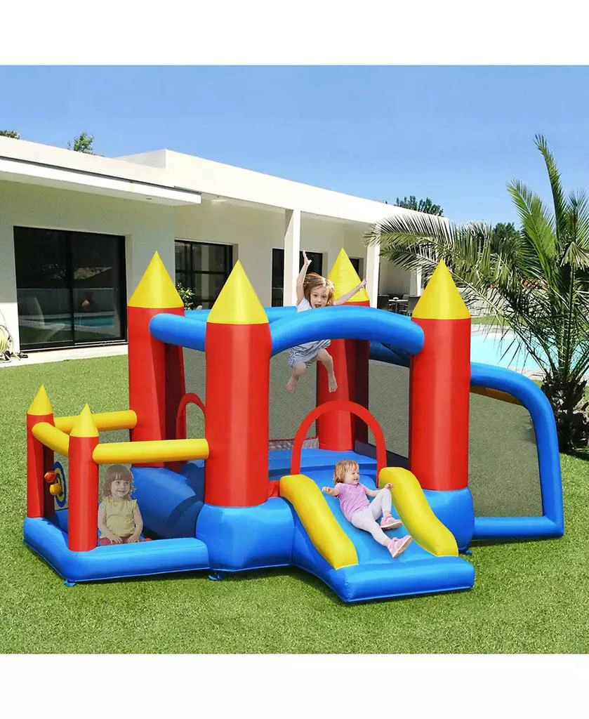 Gymax Inflatable Bounce House Slide Jumping Castle Soccer Goal Ball Pit Without Blower 10