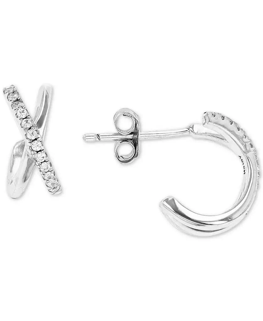 Cubic Zirconia Crossover Extra Small Huggie Hoop Earrings,