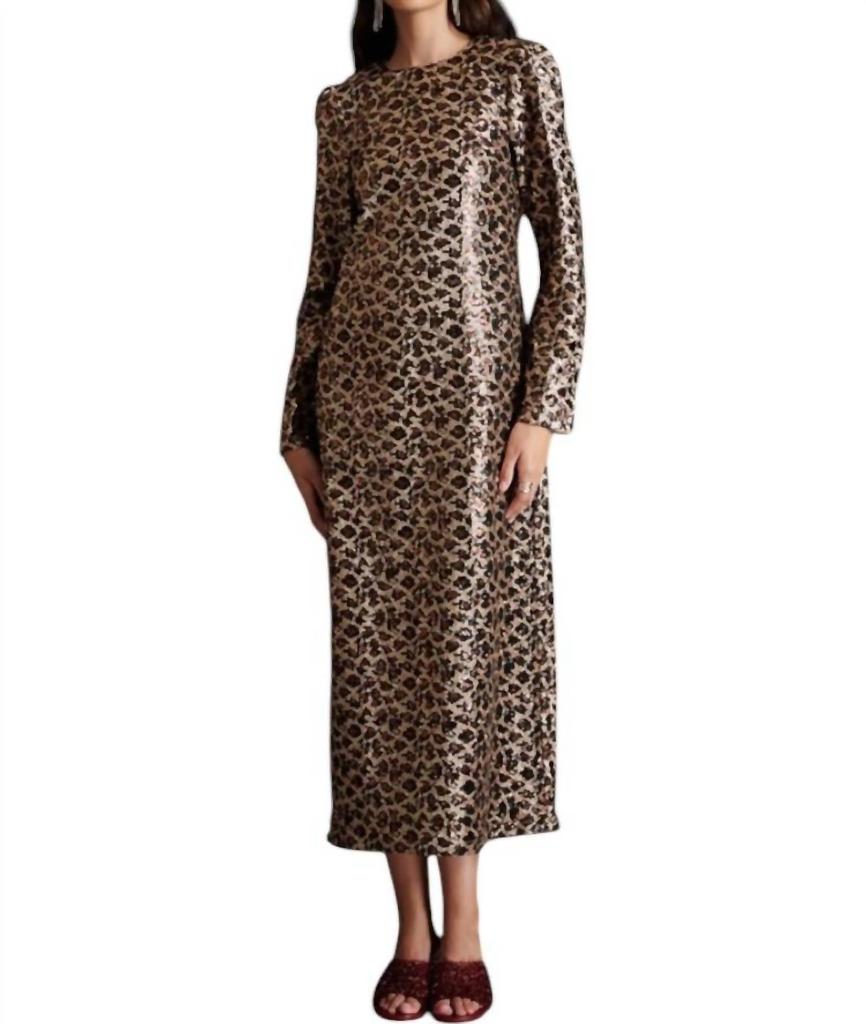Ghospell Yara Sequin Dress In Gold Brown