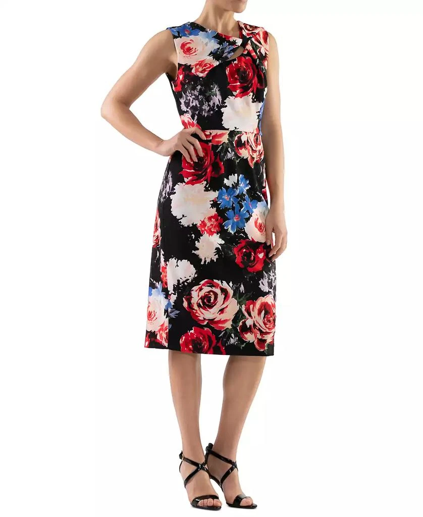 Donna Ricco Women's Floral-Print Twist-Front Sheath Dress 1