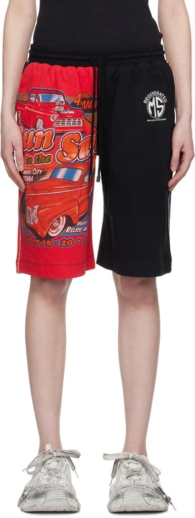 MARINE SERRE Red & Black Printed Shorts 1
