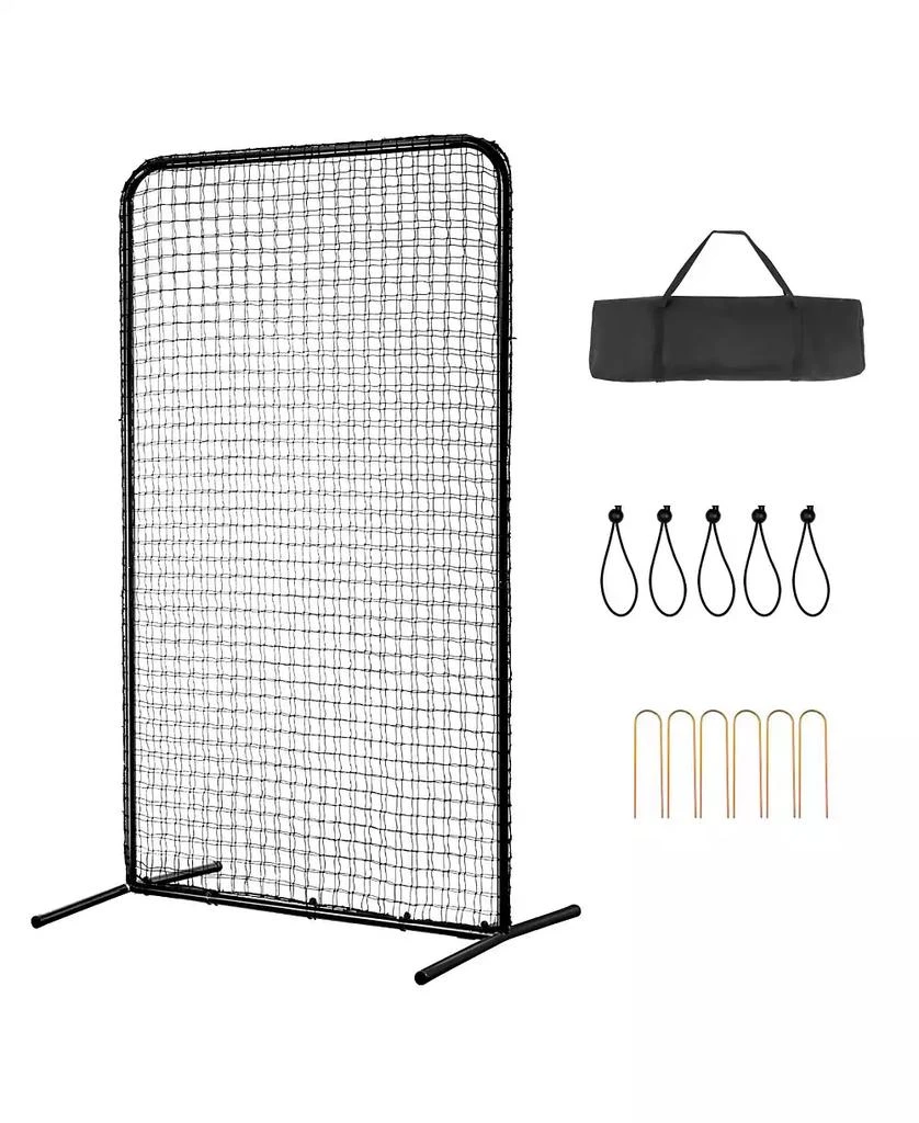 Mecale I-Screen Baseball Net, 7x4 ft Safety Pitching Screen with Carry Bag and Stakes, Heavy-Duty Batting Cage Protection Net