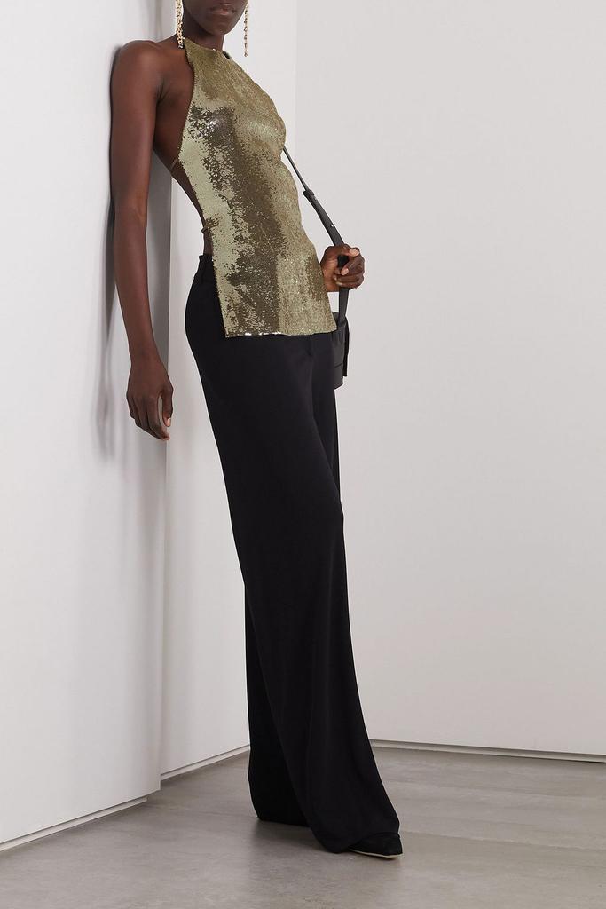 GAUCHERE Open-back sequined metallic satin top