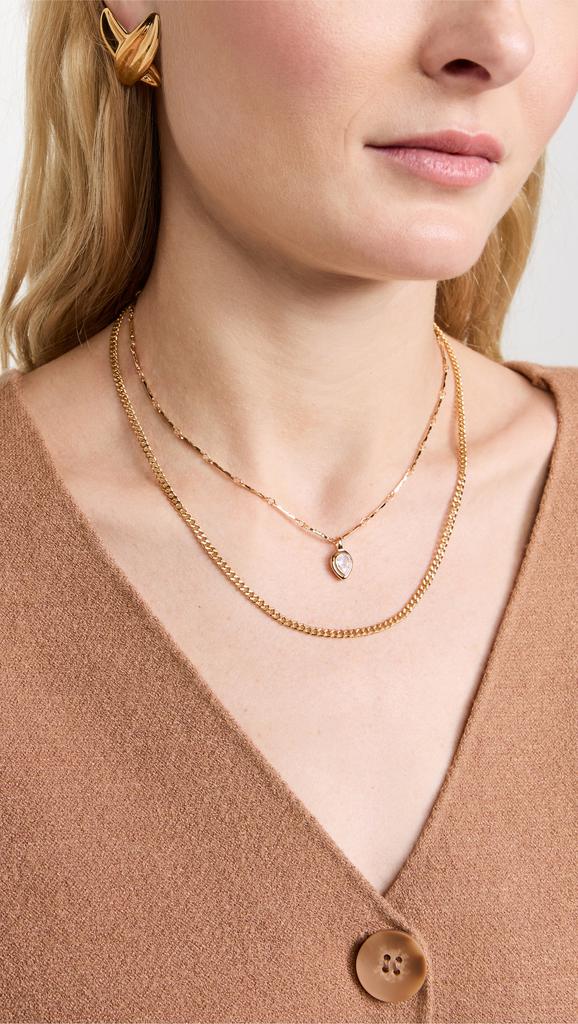 Luv AJ The Pear Double Bezel Charm Necklace