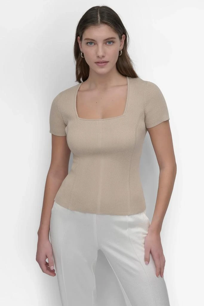 DKNY CAP SLEEVE SQUARE NECK SWEATER 1