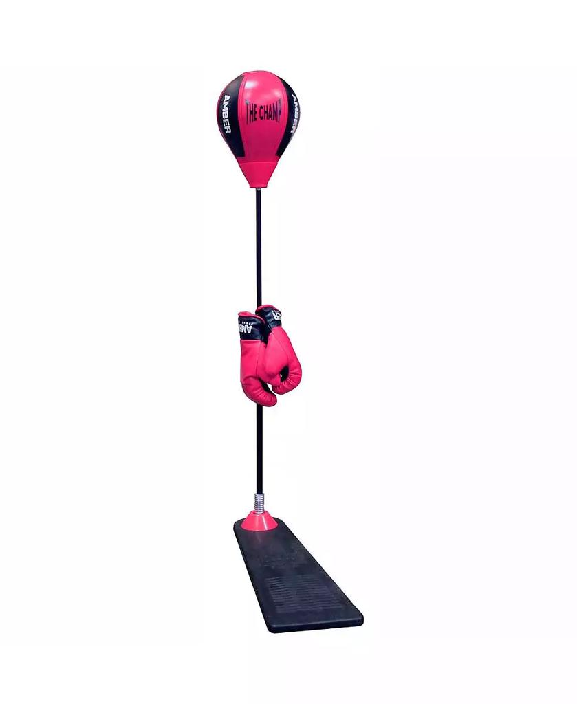 Amber Sports The Champ Kids Boxing Punch Stand Set with Punching Ball Bounce Back Punching Ball, Adjustable Stand, Pump, & Boxing Gloves for Boys and GirlsAges 3+