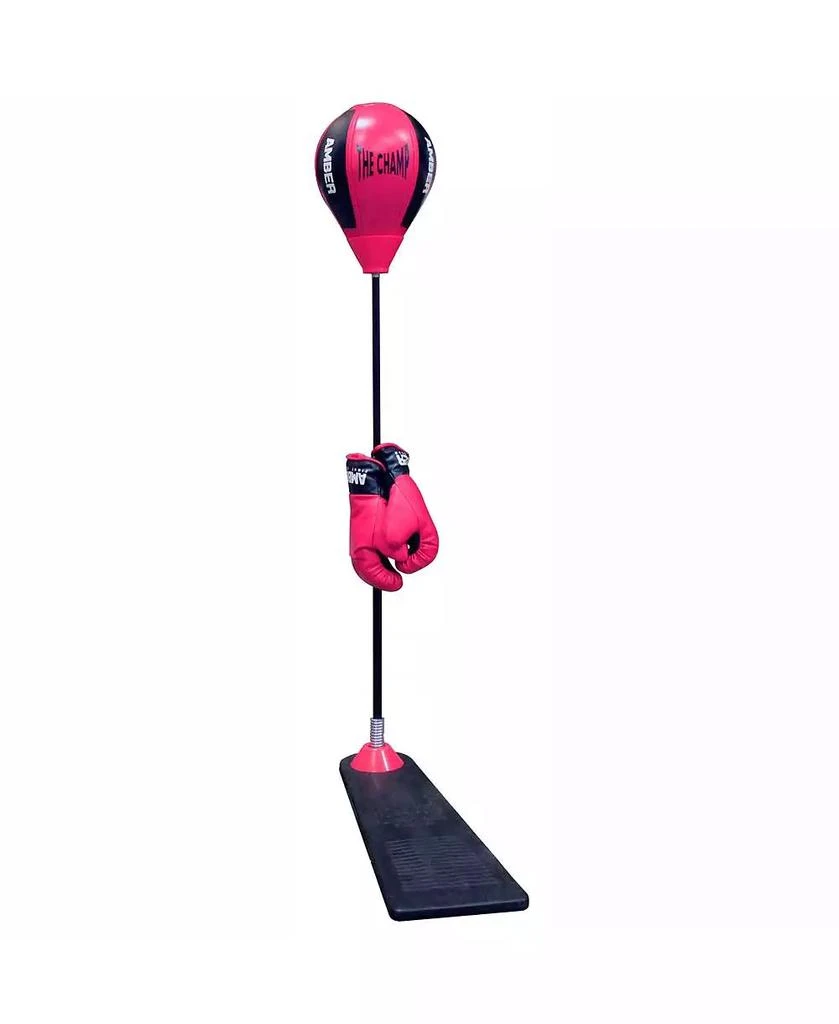 Amber Sports The Champ Kids Boxing Punch Stand Set with Punching Ball Bounce Back Punching Ball, Adjustable Stand, Pump, & Boxing Gloves for Boys and GirlsAges 3+ 1