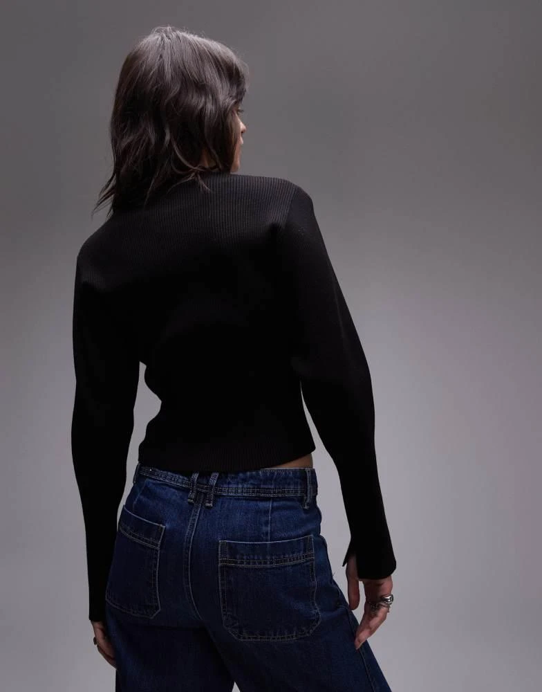& Other Stories & Other Stories compact cardigan with split cuffs and sculptural sleeves in black 2