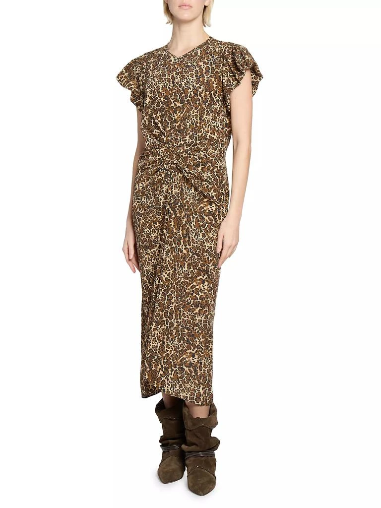 Isabel Marant Terena Leopard Silk-Blend Midi-Dress 3