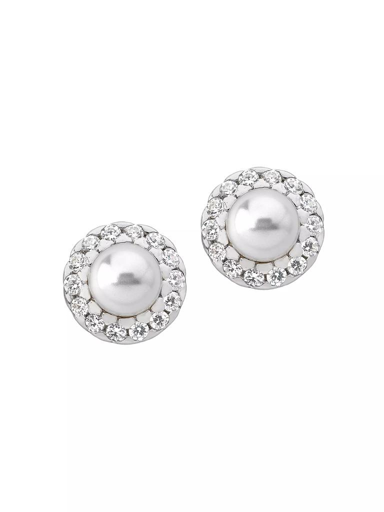 Majorica Cometa Rhodium-Plate, Crystal & Faux Pearl Stud Earrings