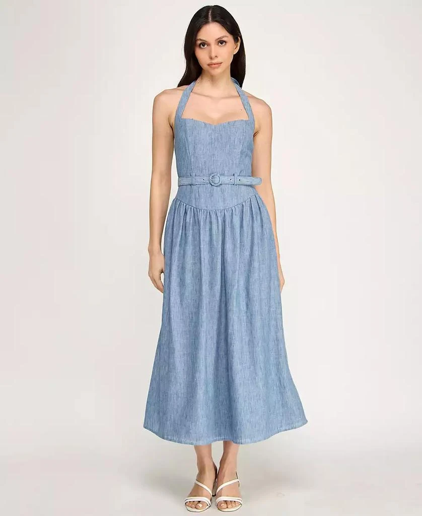ROW A Juniors' Sweetheart Neck Fit & Flare Midi Dress