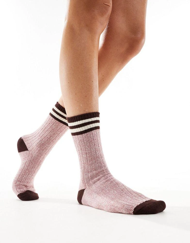 ASOS ASOS DESIGN mixed knit stripe slouch ankle socks 4
