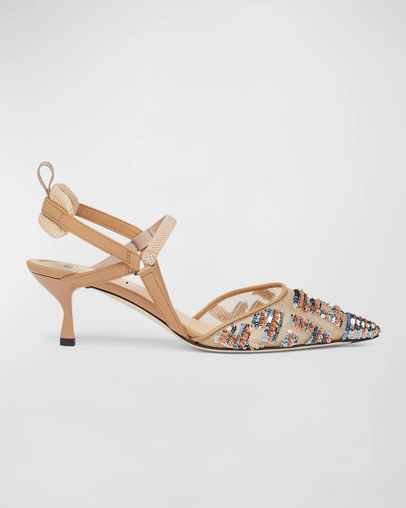 Fendi Colibri Sequin FF Sporty Slingback Pumps 1