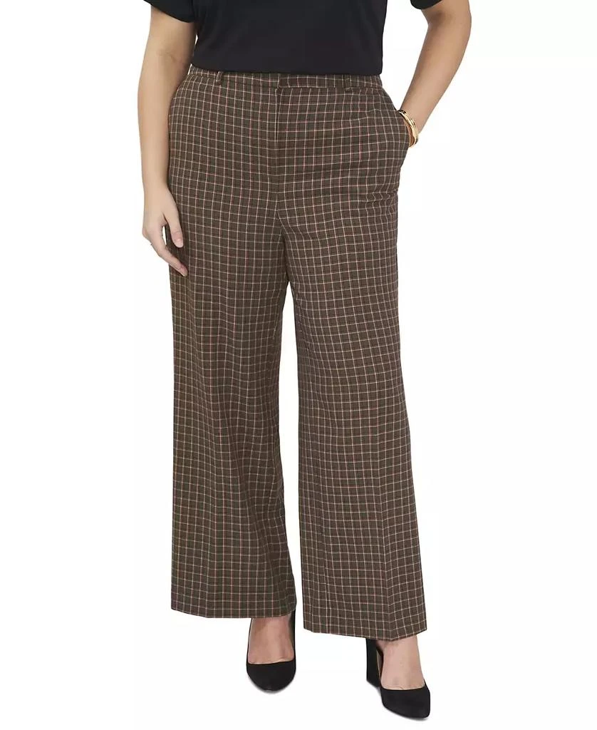 Vince Camuto Plus Size Plaid High Rise Wide-Leg Pants 1