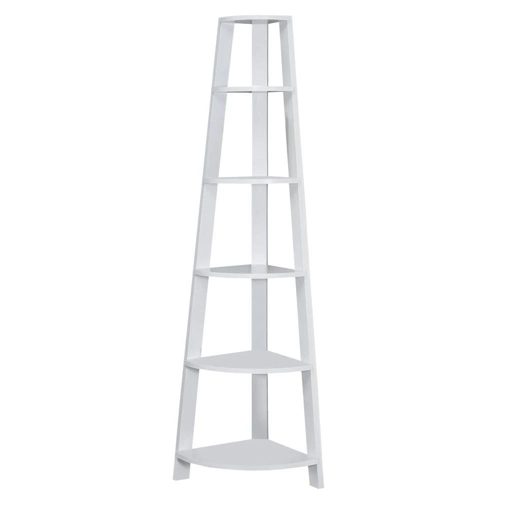 Homezia 71" White Wood Corner Bookcase 1