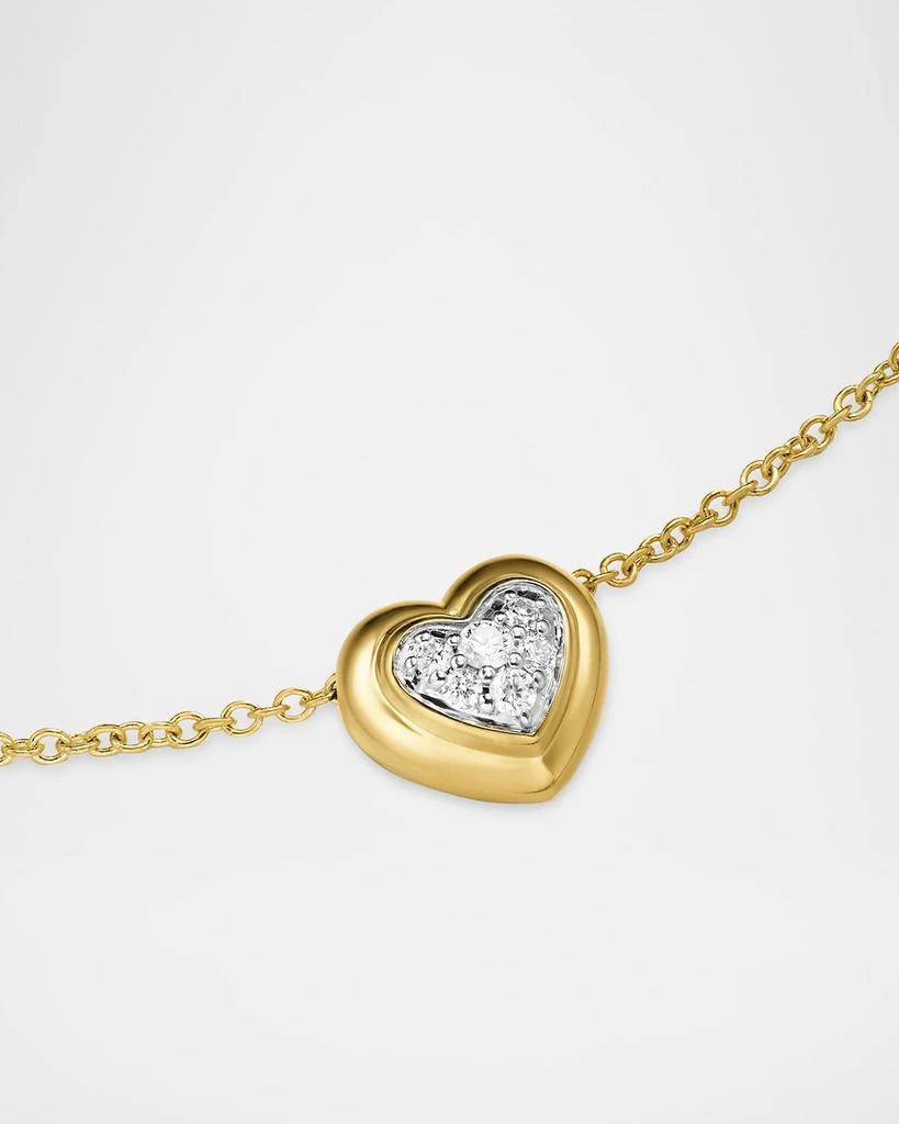 David Yurman Puffy Heart Pendant Necklace in 18K Gold with Diamonds, 8mm, 17"L 3