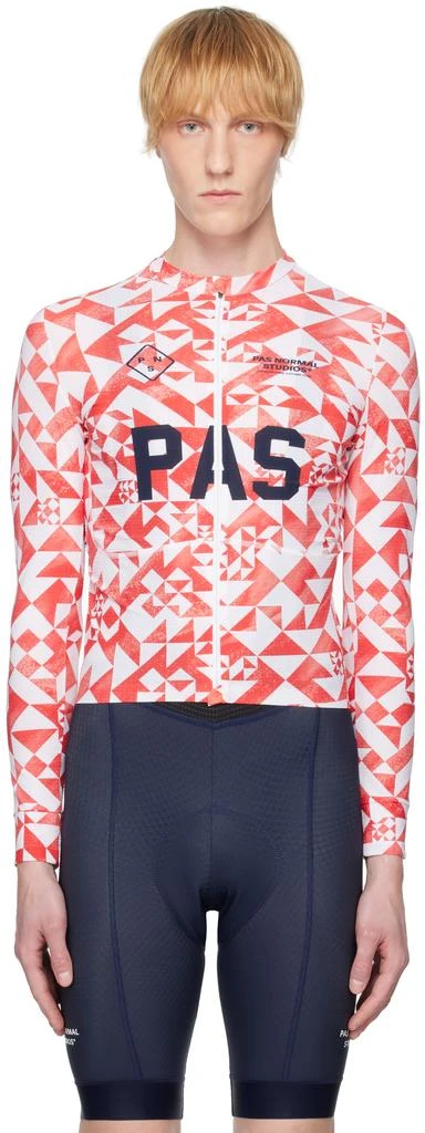 Pas Normal Studios Red & White 'PAS' Mechanism Pro Long Sleeve Jersey T-shirt 1